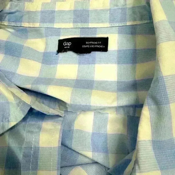 Gap Gingham Button Down S Coastal Blue Check Shirt Nautical Boyfriend Fit - Picture 6 of 12